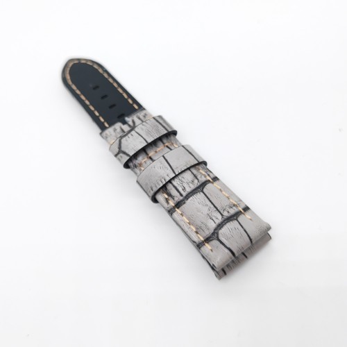 Bamboo Crocodile Pattern Grey Calf Leather Strap  24mm - 22mm for PAM LUNMINOR RADIOMIR