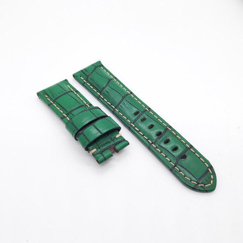 Bamboo Crocodile Pattern Green Calf Leather Strap for PAM LUNMINOR RADIOMIR 24mm - 22mm 125mm - 75mm
