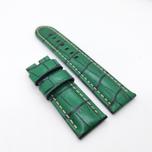 Bamboo Crocodile Pattern Green Calf Leather Strap for PAM LUNMINOR RADIOMIR 24mm - 22mm 125mm - 75mm