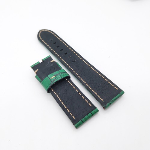 Bamboo Crocodile Pattern Green Calf Leather Strap for PAM LUNMINOR RADIOMIR 24mm - 22mm 125mm - 75mm