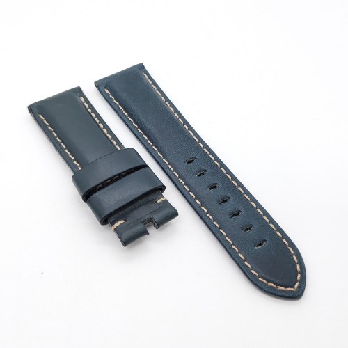 Dark Blue Waxy Calf Leather Wirst Strap 24mm - 22mm for PAM RADIOMIR LUMINOR Watch