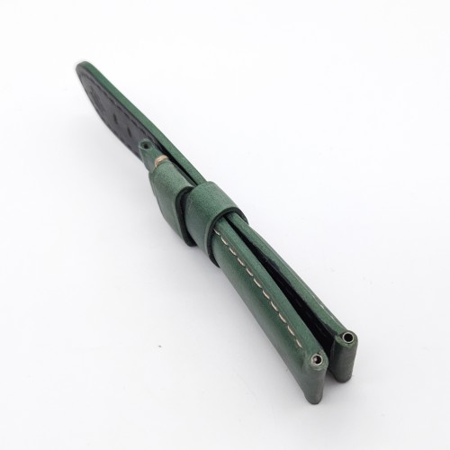 24mm - 22mm Green Color Waxy Calf Leather Watch Band Strap