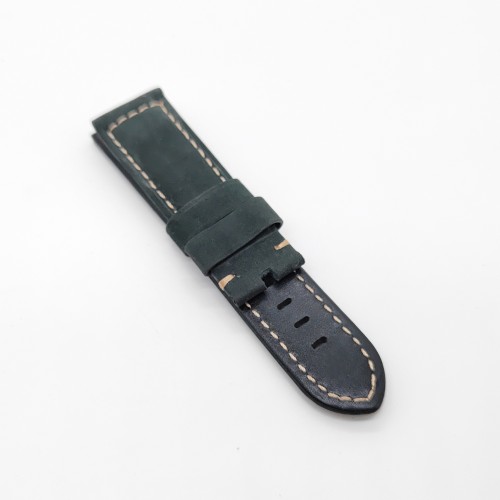 24mm / 22mm Green Calf Leather Folding Deployment Clasp Band Strap For PAM PAM111 Watch