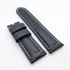 24mm Black Calf Leather Band 22mm Tang Buckle Strap for PAM Wristwatch