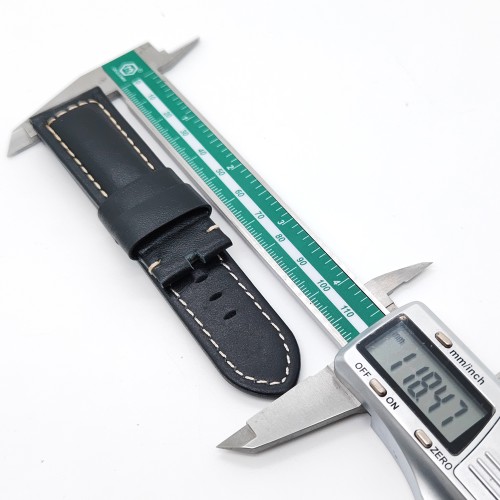24mm Black Calf Leather Band 22mm Tang Buckle Strap for PAM Wristwatch