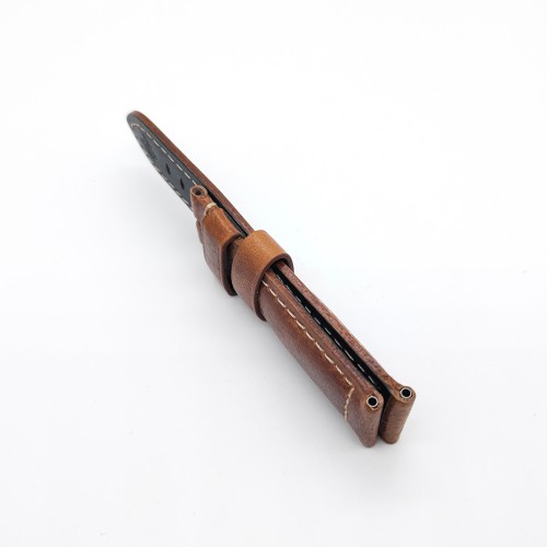 24mm - 22mm Brown Waxy Crack Calf Leather Strap for PAM RADIOMIR LUMINOR Watch