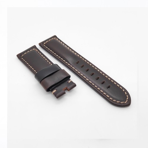 24mm - 22mm  Black Red Waxy Calf Leather Strap Bracele Watchband for PAM RADIOMIR LUMINOR