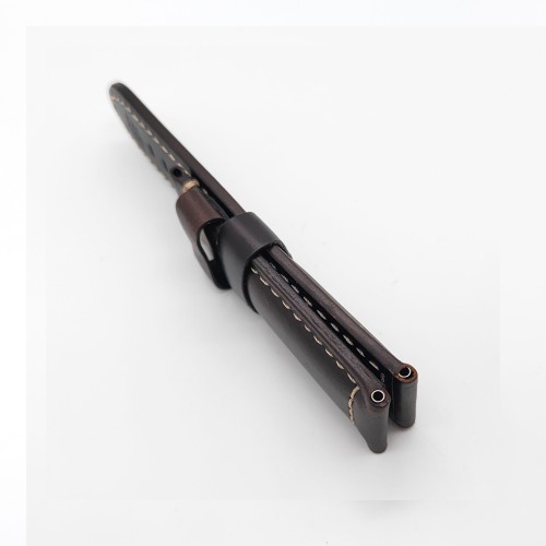 24mm - 22mm  Black Red Waxy Calf Leather Strap Bracele Watchband for PAM RADIOMIR LUMINOR