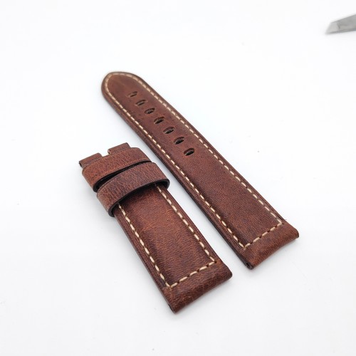 Brown Red Waxy Crack Calf Leather Strap 125mm / 75mm  for PAM RADIOMIR LUMINOR Watch