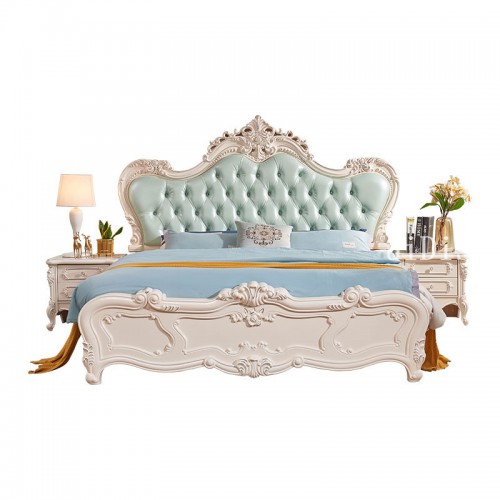 Double bed master bedroom luxury solid wood bed family small family luxury princess bed