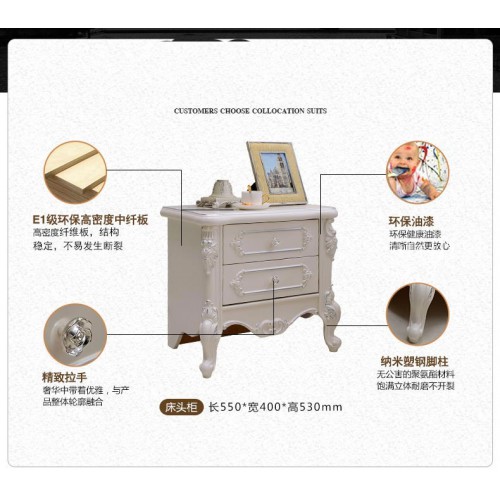 Double bed master bedroom luxury solid wood bed family small family luxury princess bed