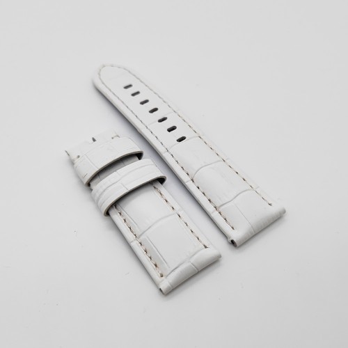 Bamboo Crocodile White Calf Leather Band Strap for PAM LUNMINOR RADIOMIR Watch Band Accessories 24mm/22mm