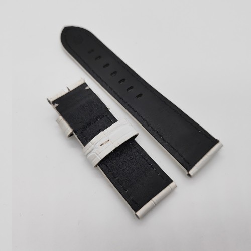 Bamboo Crocodile White Calf Leather Band Strap for PAM LUNMINOR RADIOMIR Watch Band Accessories 24mm/22mm