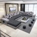 Nordic cloth sofa living room combination simple modern technology cloth three person leather sofa furniture