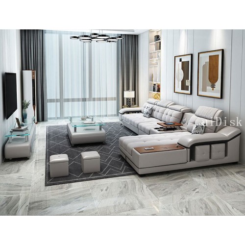 Nordic cloth sofa living room combination simple modern technology cloth three person leather sofa furniture