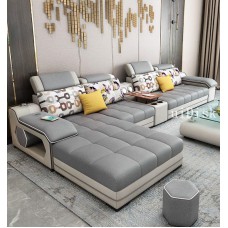 Nordic cloth sofa living room combination simple modern technology cloth three person leather sofa furniture