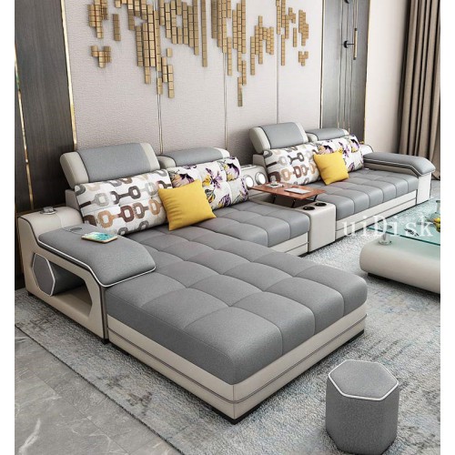 Nordic cloth sofa living room combination simple modern technology cloth three person leather sofa furniture