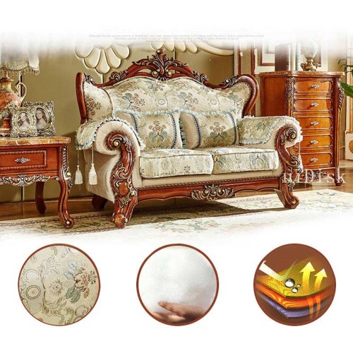 Custom made fabric sofa living room decorated with carved luxury sofa