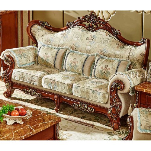 Custom made fabric sofa living room decorated with carved luxury sofa