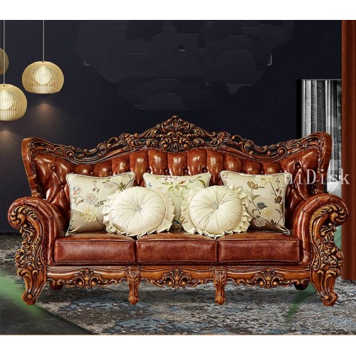 Custom made fabric sofa living room decorated with carved luxury sofa