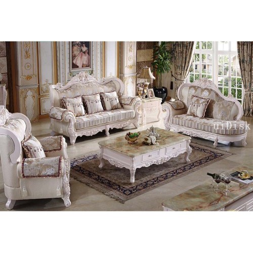 Royal Furniture Wood carving flower living room American luxury whole set garden sofa