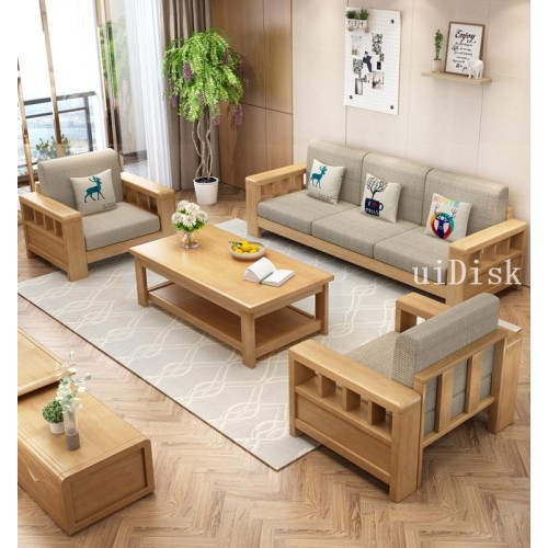 Modern solid wood sofa villa economic small family corner Princess sofa suit